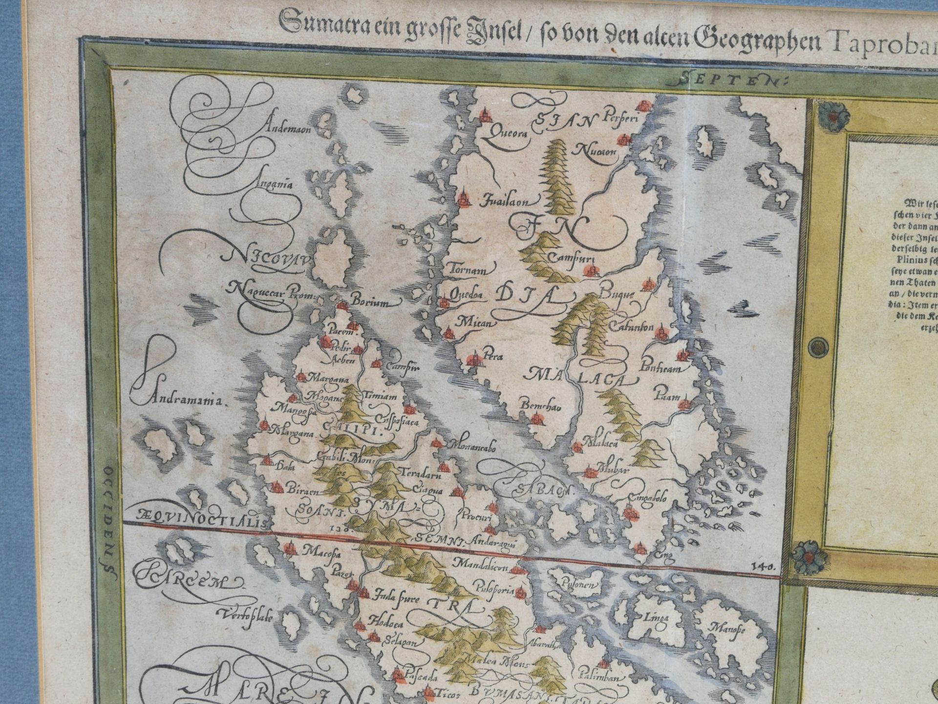 Münster, Sebastian (1488-1552) - Holzschnittkarte Sumatra um 1590 - Bild 3 aus 6