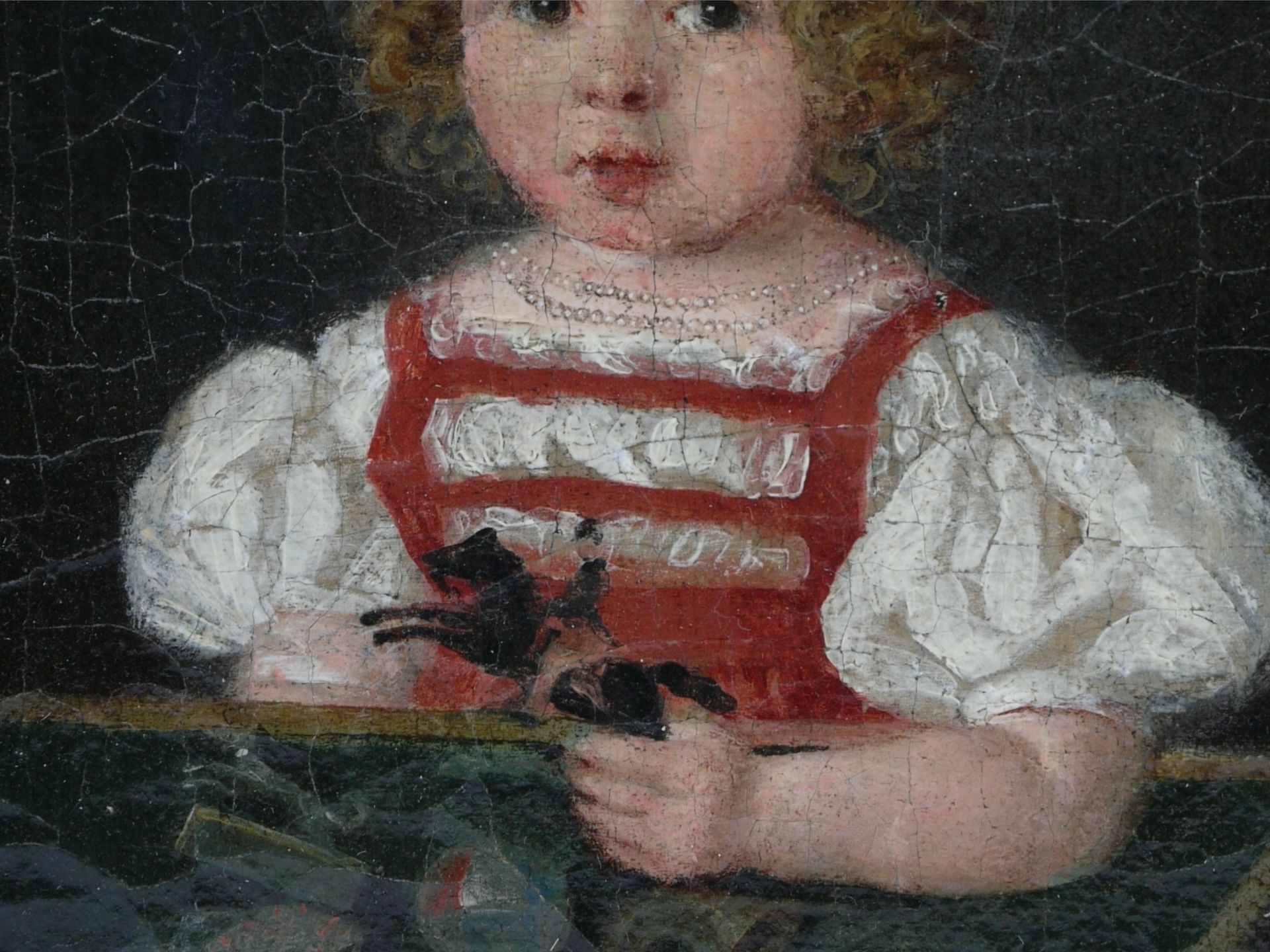 Maler des 19. Jhd. - Kinderportrait spielendes Mädchen - Bild 5 aus 6