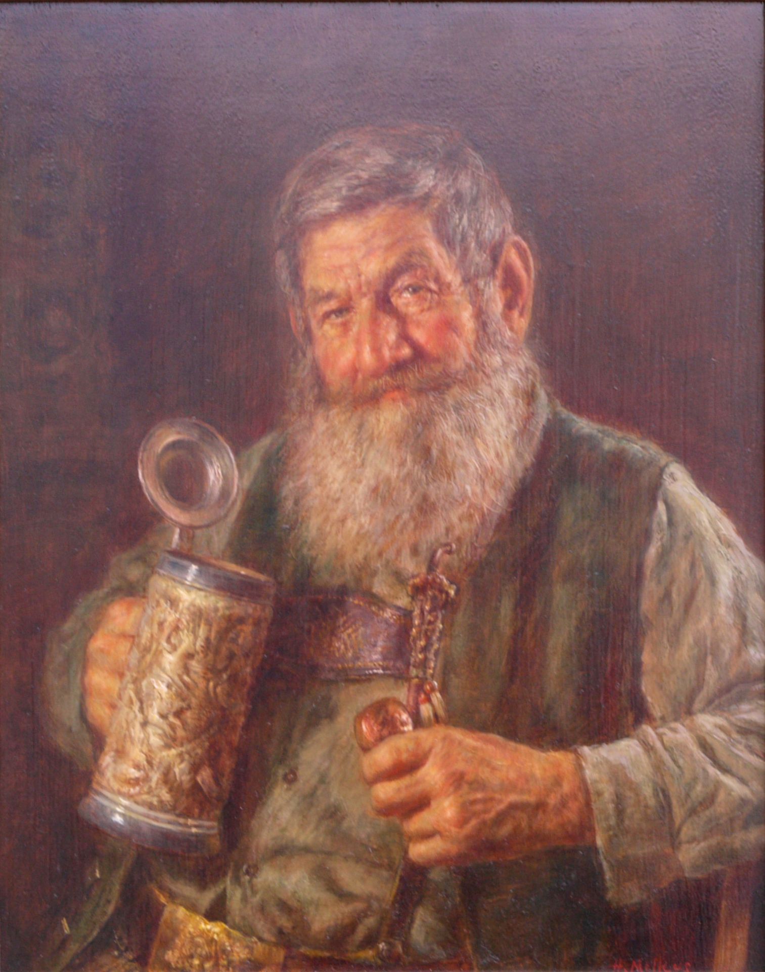 Melkus, Hrvoj (1924-2007) - Charakterbild Pfeiffenraucher - Bild 2 aus 6