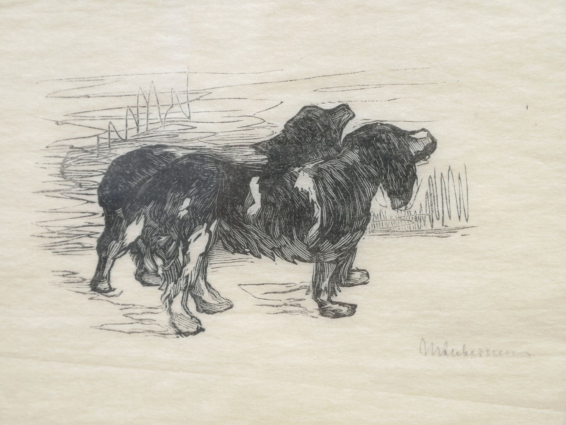 Liebermann, Max (1847-1935) - Holzschnitt Zwei Spaniel - Bild 5 aus 5