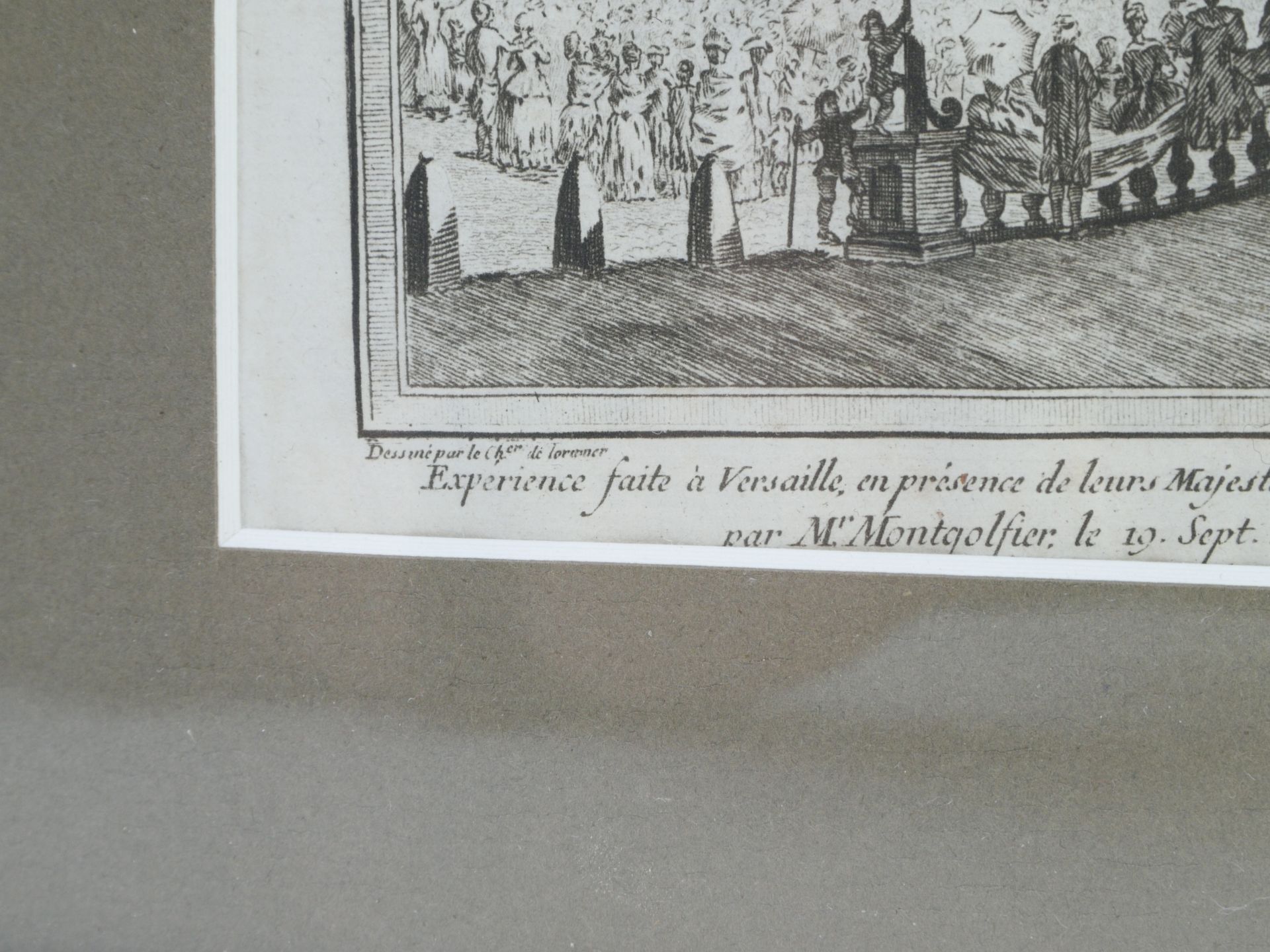 Le Chevalier de Lorimier und Nicolas de Launay - Kupferstich Expérience à Versailles um 1783 - Bild 6 aus 7