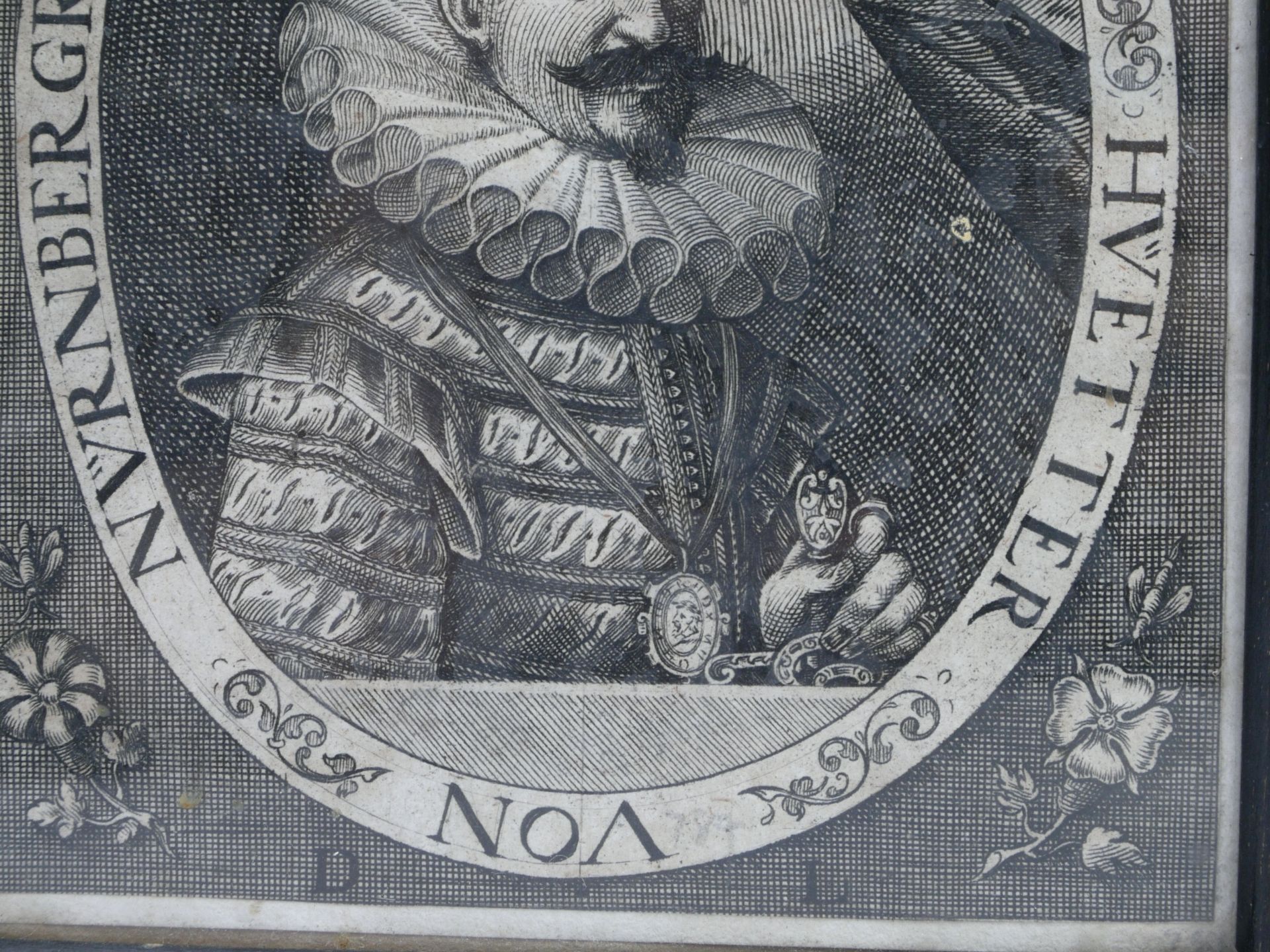 Monogramiert DL - Kupferstich Portrait Wolfgang Hütter Nürnberg datiert 1606 - Bild 3 aus 4