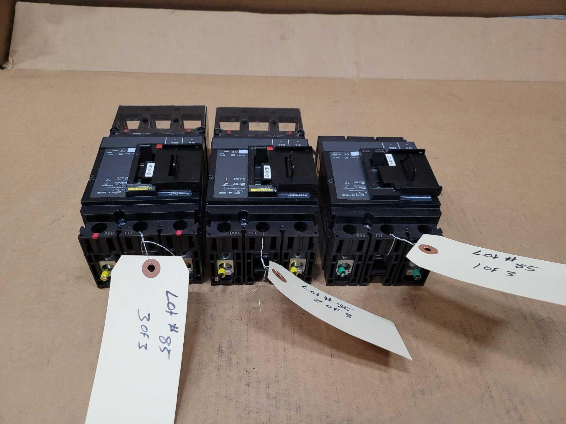 LOT OF 3 SQUARE D HJL26015 15 AMP CIRCUIT BREAKER