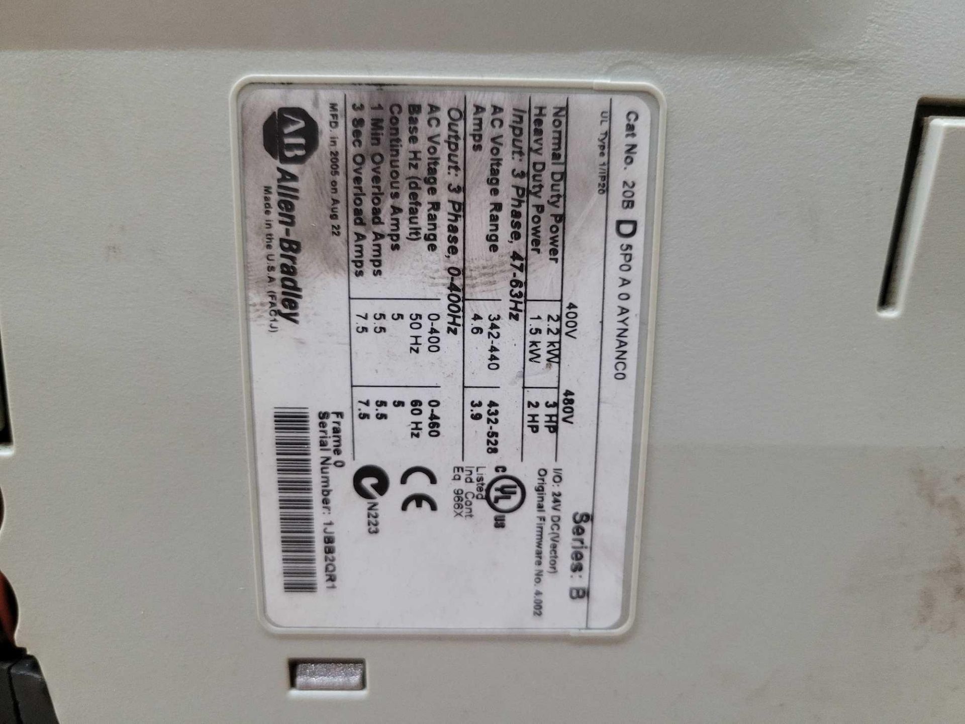 ALLEN BRADLEY 20BD5P0A0AYNANC0 /B POWERFLEX 700 - Image 4 of 4