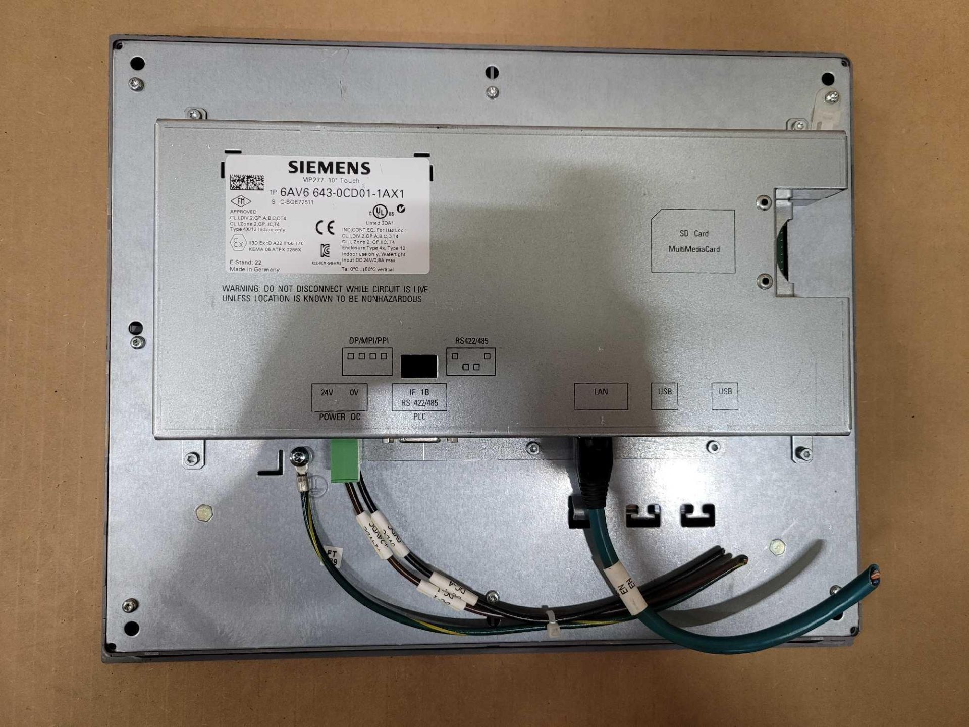 SIEMENS 6AV6 643-0CD01-1AX1 MP277 10" TOUCH SIMATIC MULTI PANEL - Image 2 of 3