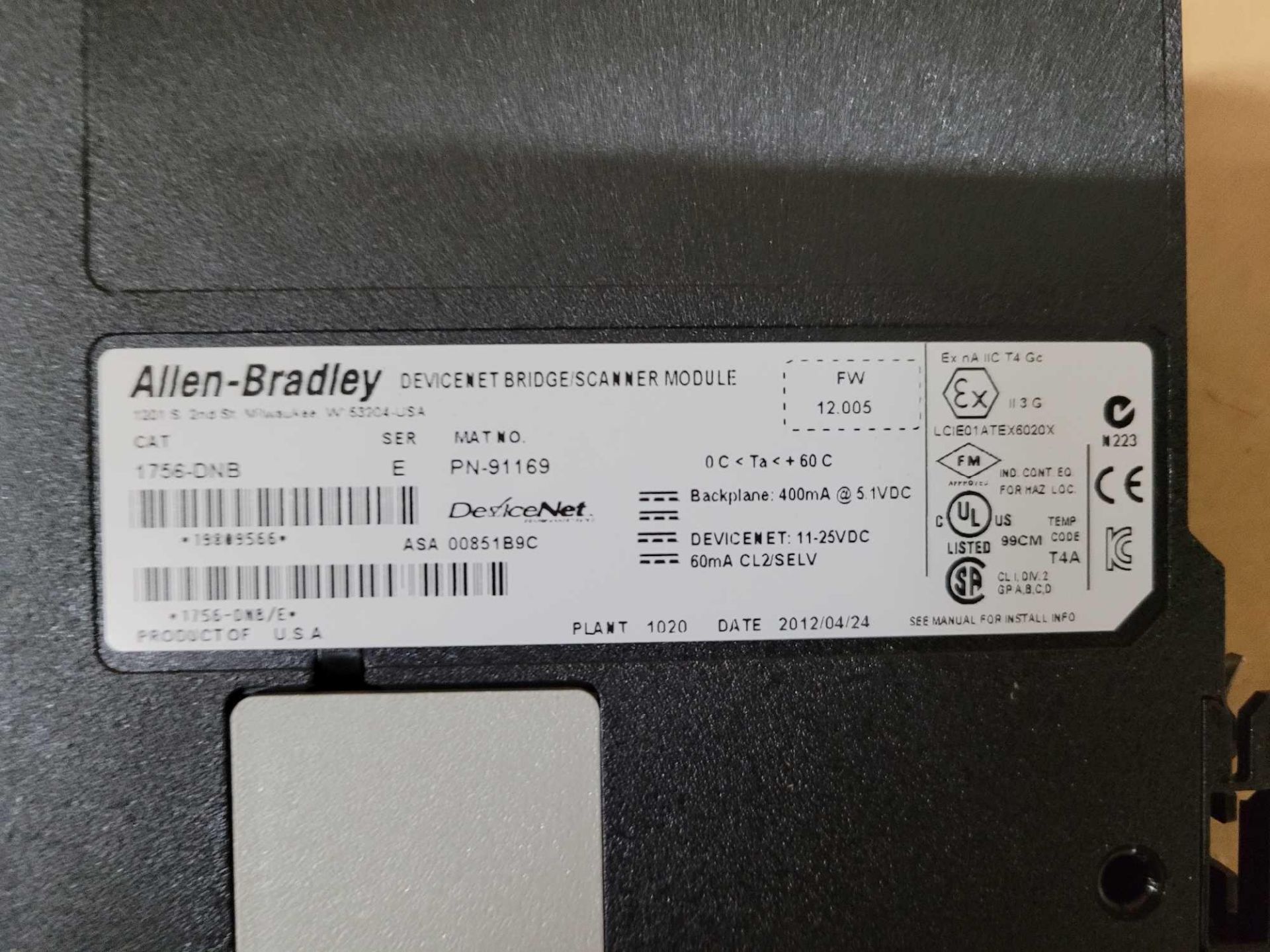 LOT OF 2 ALLEN BRADLEY 1756-DNB /E DEVICENET BRIDGE/SCANNER MODULE - Bild 3 aus 3