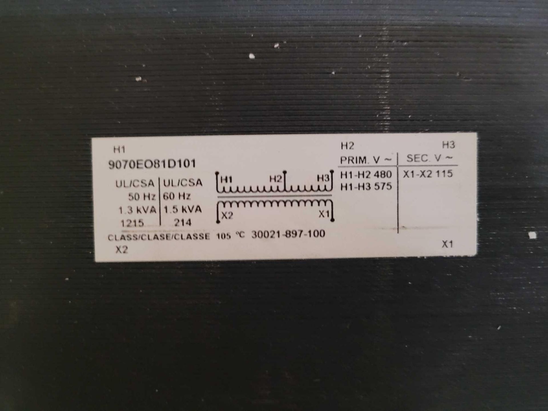 LOT OF 4 SQUARE D 9070DEO81D101 [2] 9070DEO81D101E23 [2] INDUSTRIAL CONTROL TRANSFORMER 1.5 KVA 204L - Bild 3 aus 3