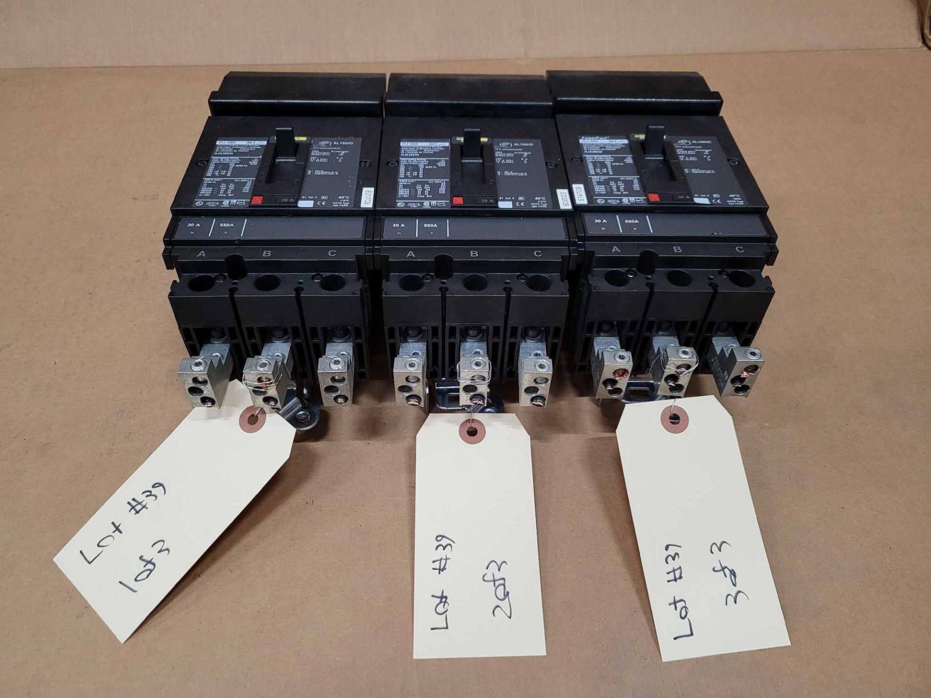 LOT OF 3 SQUARE D HJA36030 30 AMP CIRCUIT BREAKER