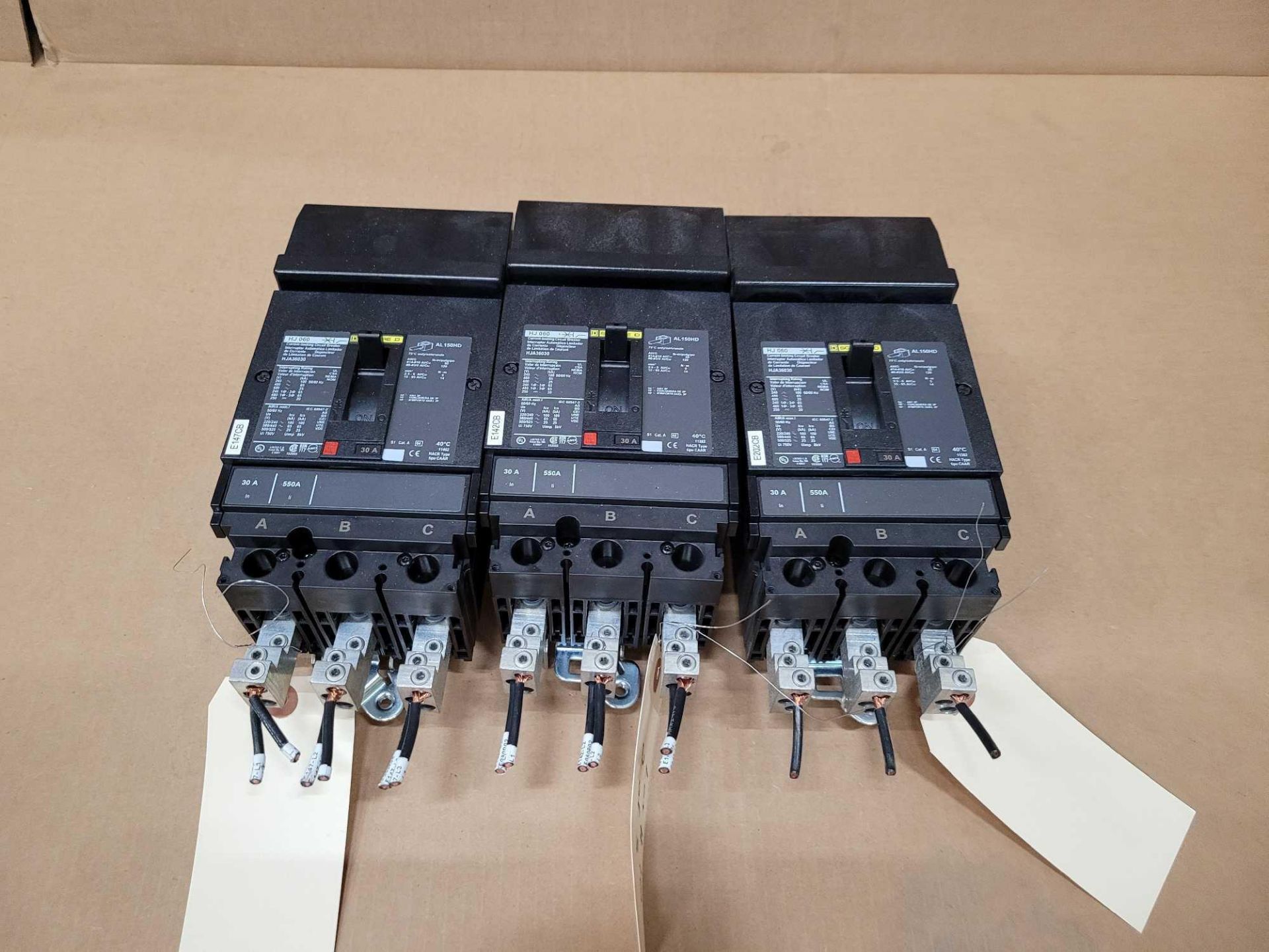 LOT OF 3 SQUARE D HJA36030 30 AMP CIRCUIT BREAKER