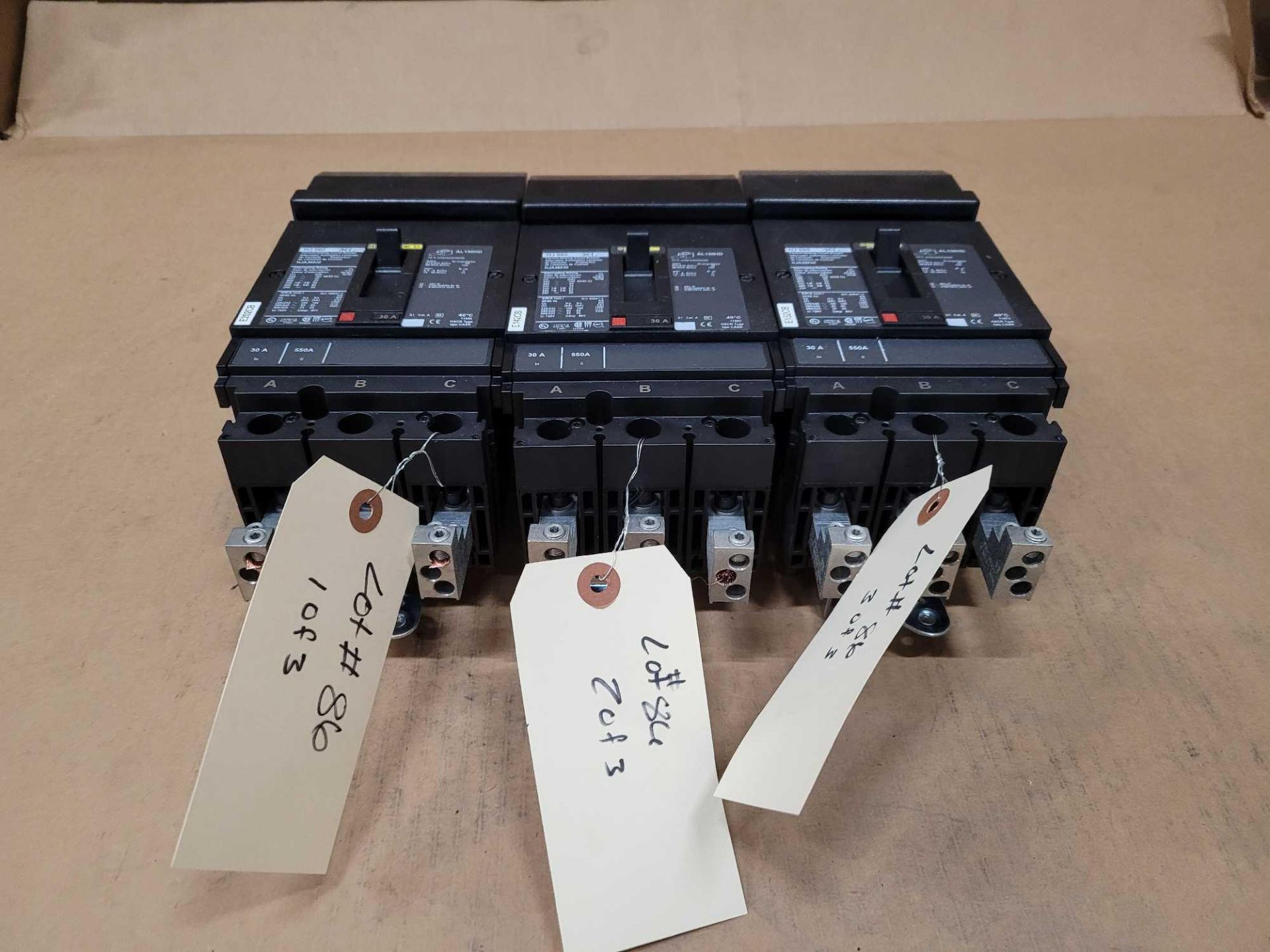 LOT OF 3 SQUARE D HJA36030 30 AMP CIRCUIT BREAKER