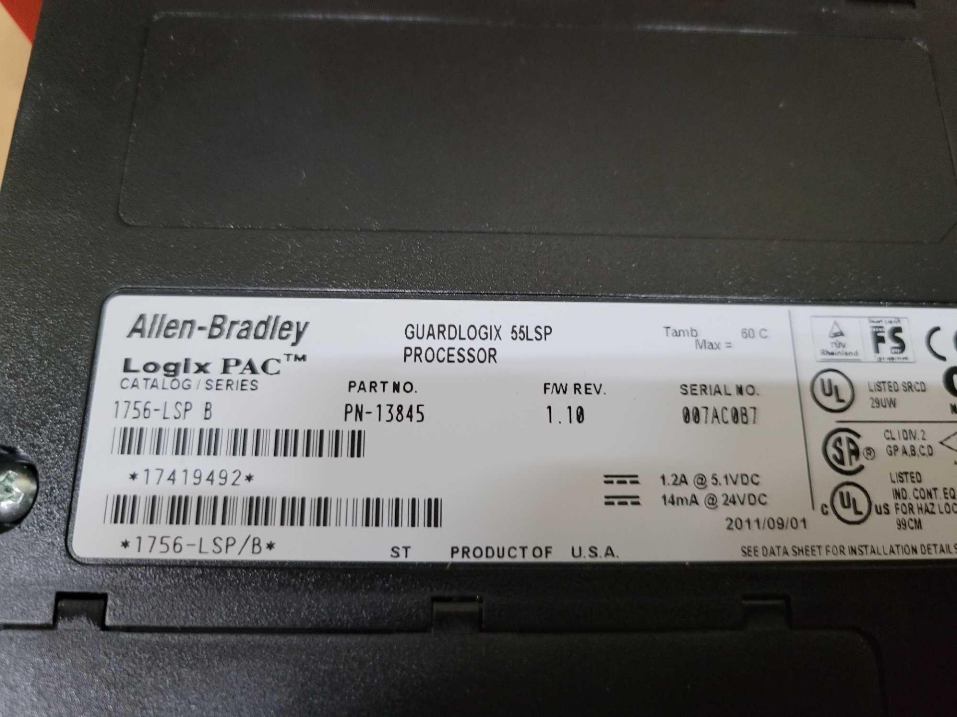 LOT OF 3 ALLEN BRADLEY 1756-LSP /B LOGIX 55LSP GUARDLOGIX PROCESSOR - Image 3 of 3