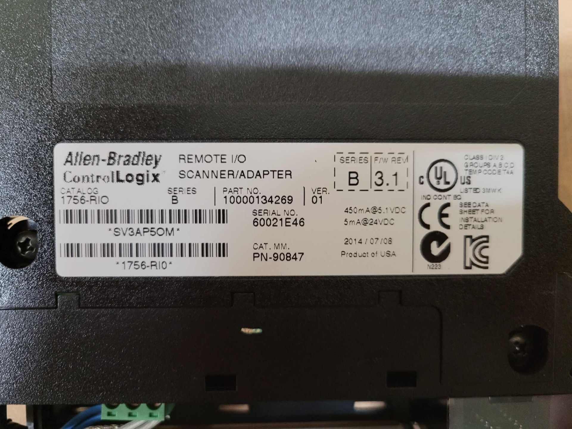 ALLEN BRADLEY 1756-RIO /B RIO REMOTE I/O SCANNER/ADAPTER - Image 3 of 3