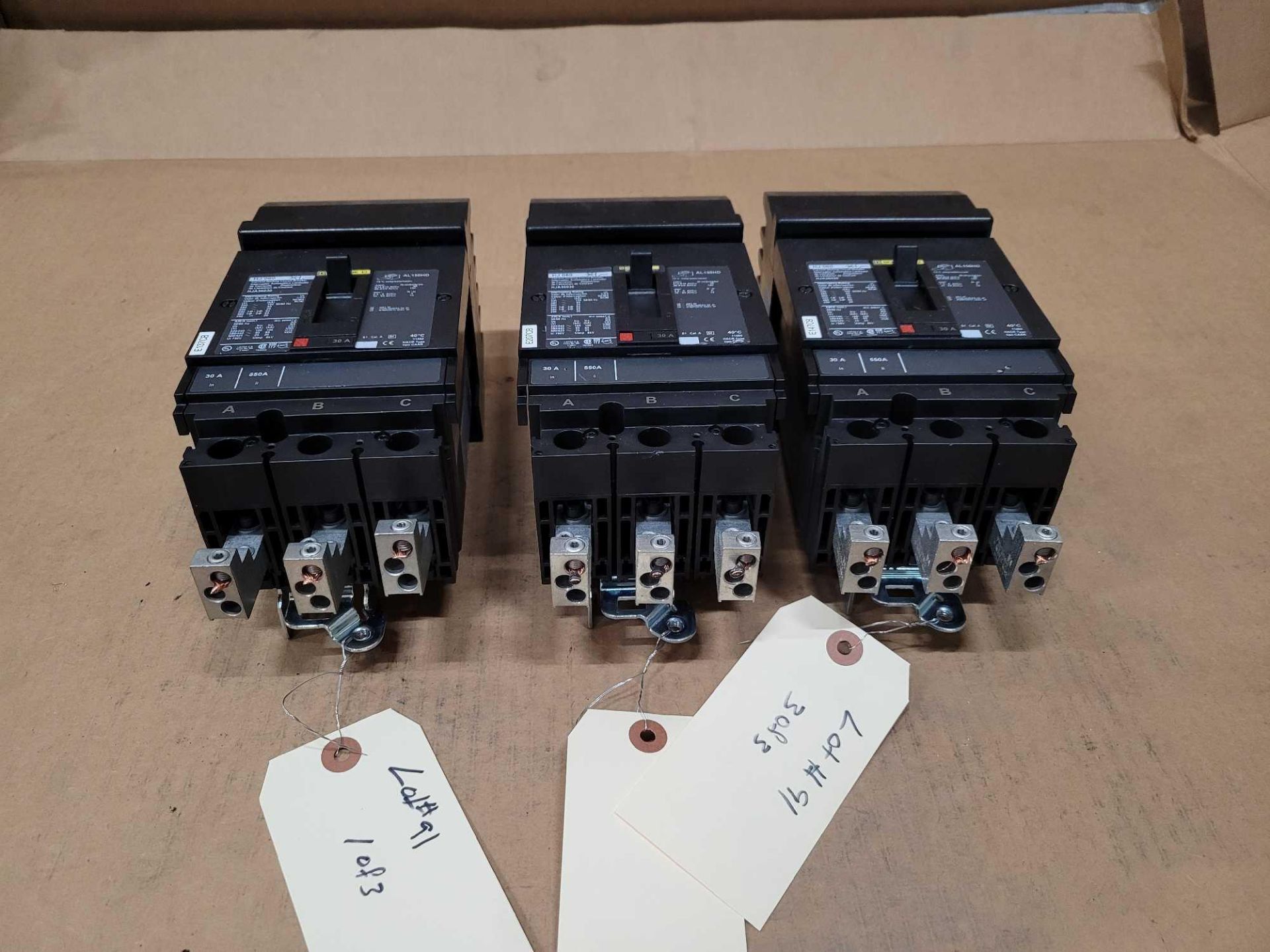 LOT OF 3 SQUARE D HJA36030 30 AMP CIRCUIT BREAKER