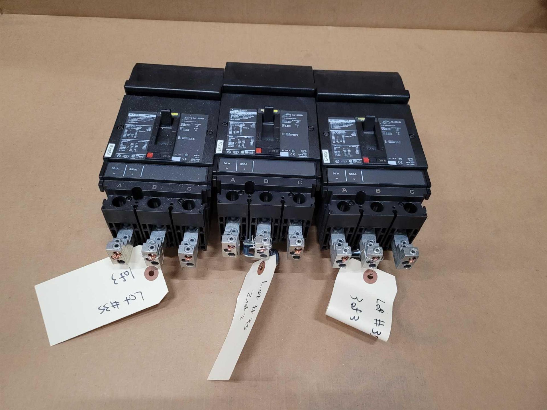 LOT OF 3 SQUARE D HJA36030 30 AMP CIRCUIT BREAKER