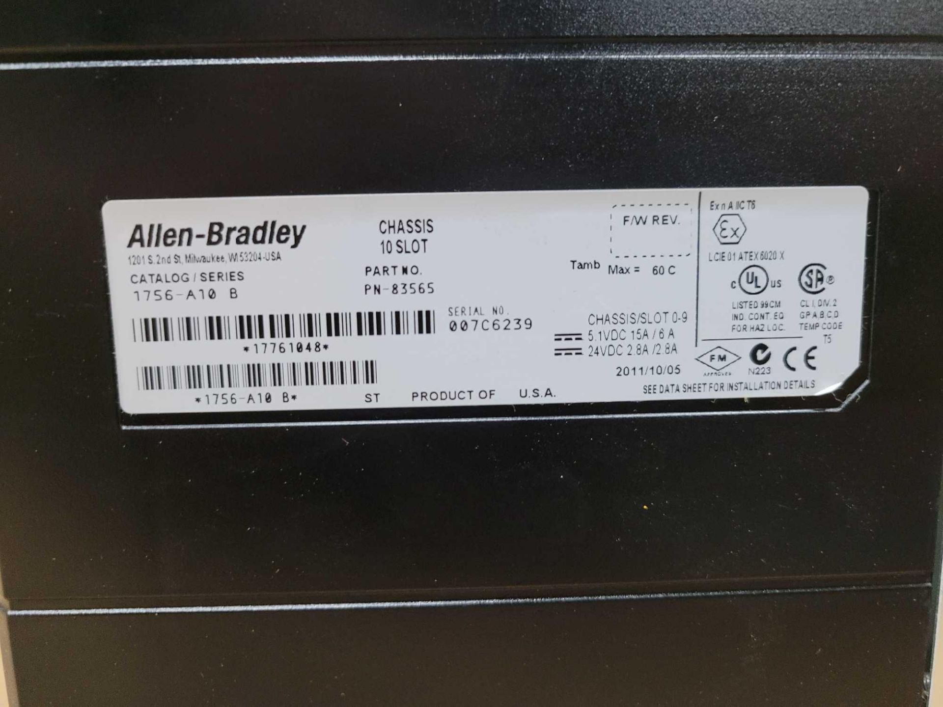 LOT OF 2 ALLEN BRADLEY 1756-PA75 /B AC POWER SUPPLY W/ 1756-A10 /B 10 SLOT CHASSIS - Image 4 of 4