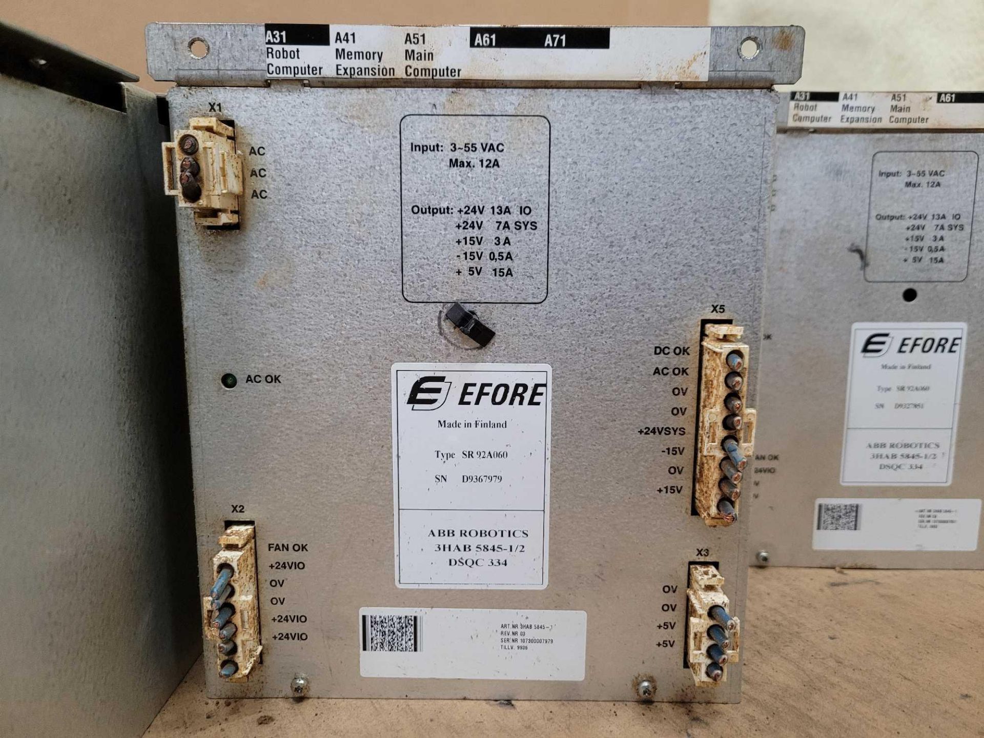 LOT OF 3 EFORE ABB 3HAB 5845-1/2 POWER SUPPLY MODULE - Image 3 of 4