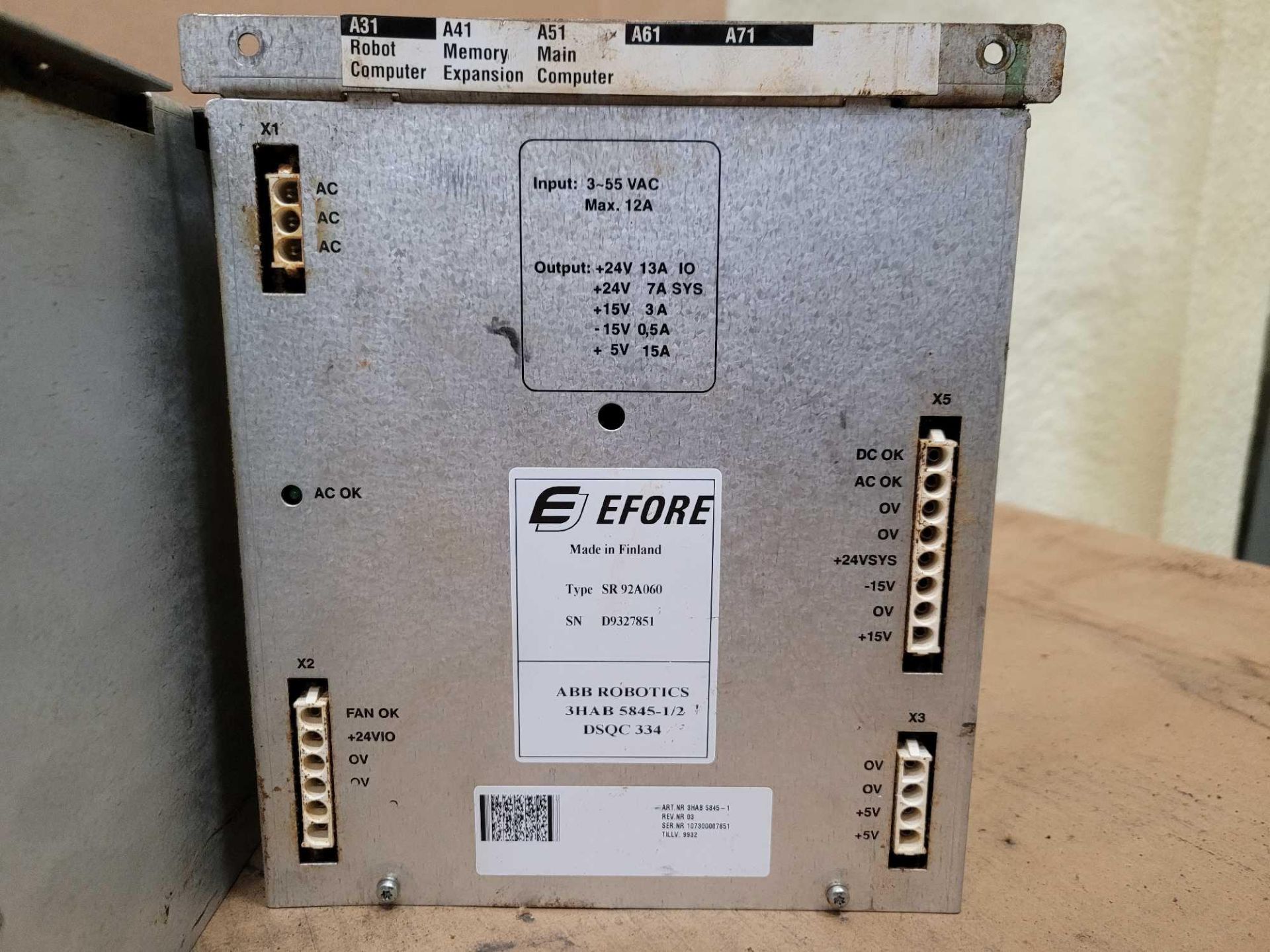 LOT OF 3 EFORE ABB 3HAB 5845-1/2 POWER SUPPLY MODULE - Image 4 of 4