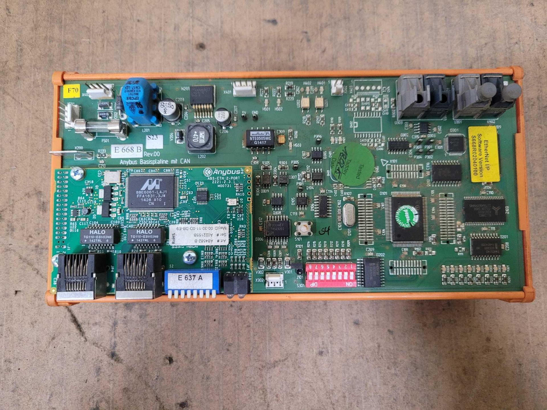 ANYBUS E668B CIRCUIT BOARD W/ ANYBUS M00731 ETHERNET MODULE - Image 2 of 4