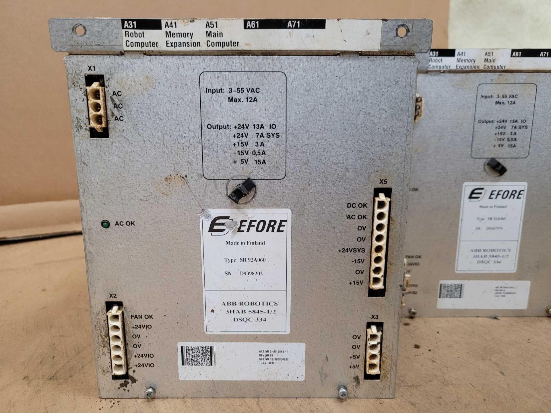 LOT OF 3 EFORE ABB 3HAB 5845-1/2 POWER SUPPLY MODULE - Image 2 of 4