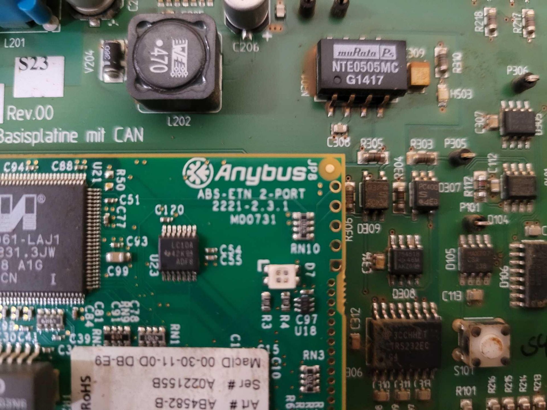 ANYBUS E668B CIRCUIT BOARD W/ ANYBUS M00731 ETHERNET MODULE - Image 4 of 4