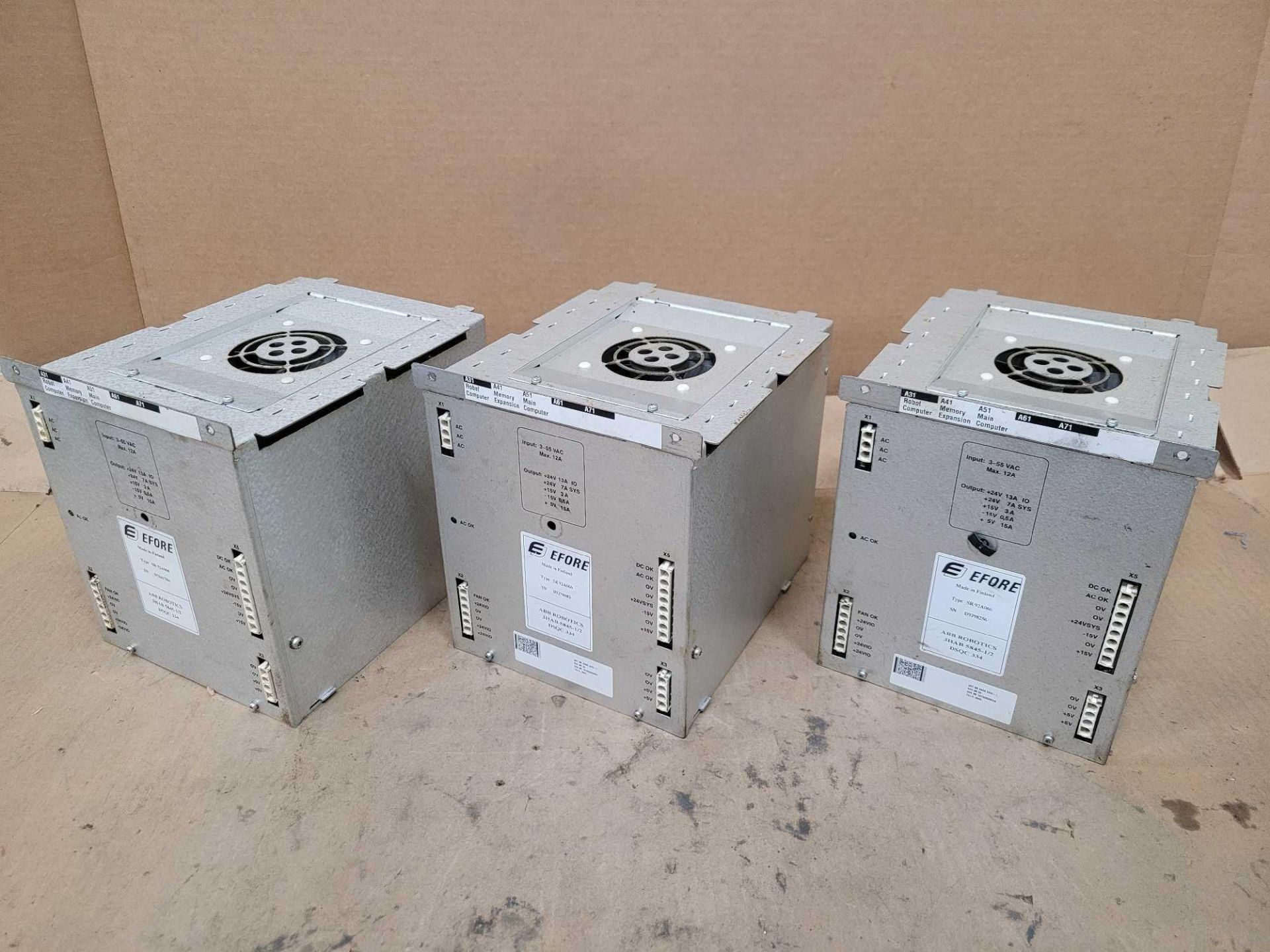 LOT OF 3 EFORE ABB 3HAB 5845-1/2 DSQC 334 POWER SUPPLY SR 92A060 D7401363