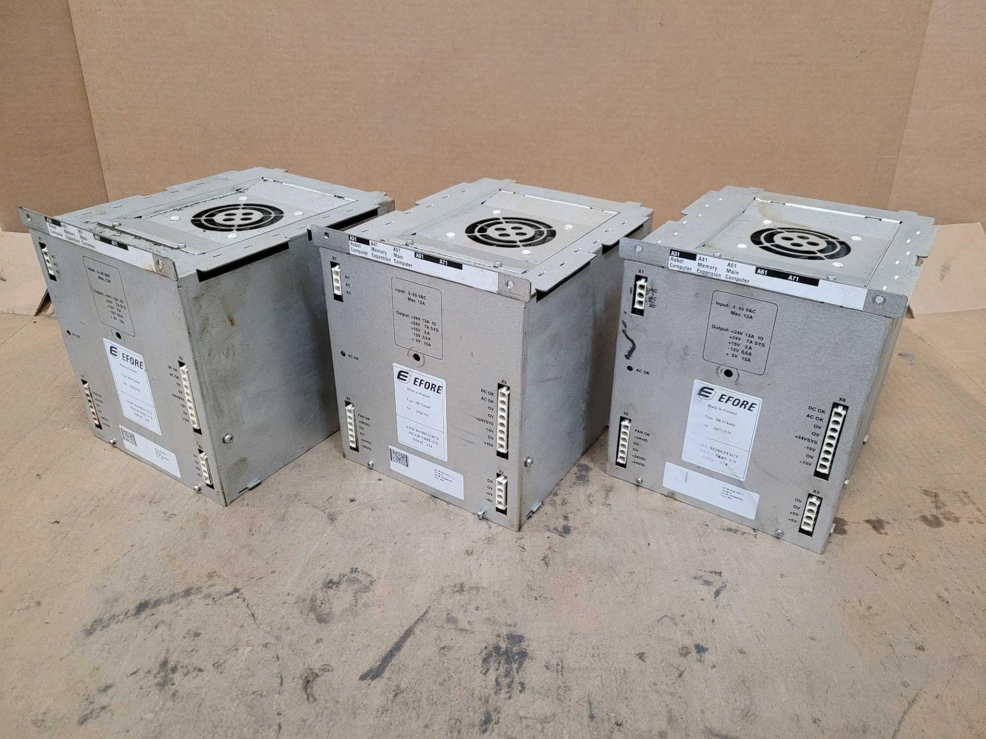 LOT OF 3 EFORE ABB 3HAB 5845-1/2 DSQC 334 POWER SUPPLY SR 92A060 D7401363