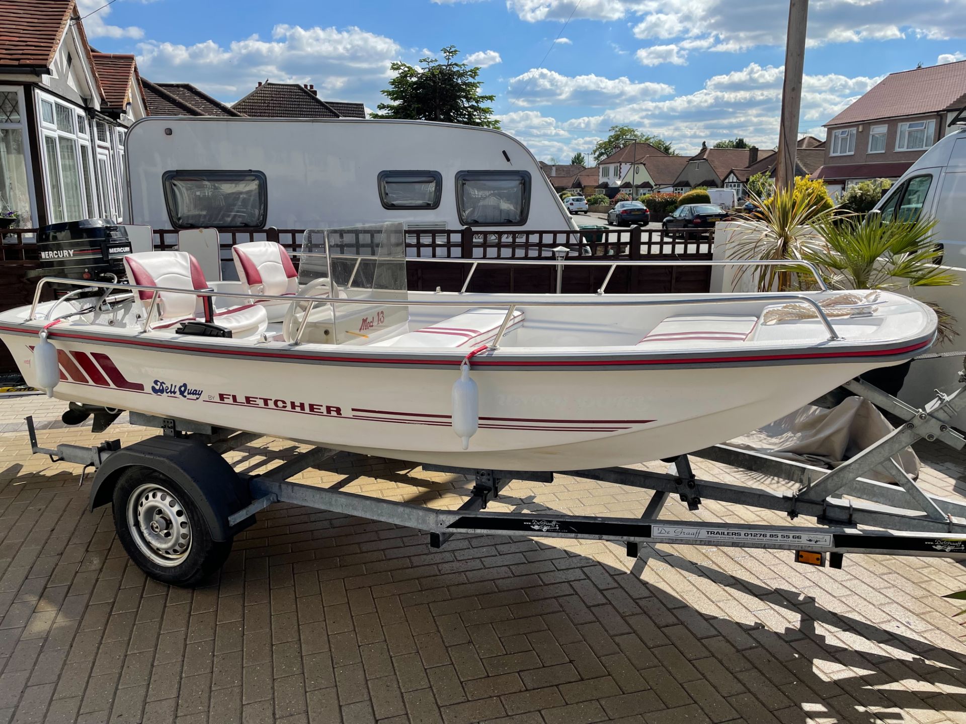 FLETCHER DORY 13 SPEED BOAT, VERY RARE MODEL, C/W 750kg DE GRAAFF TRAILER AND ALL ACCESSORIES