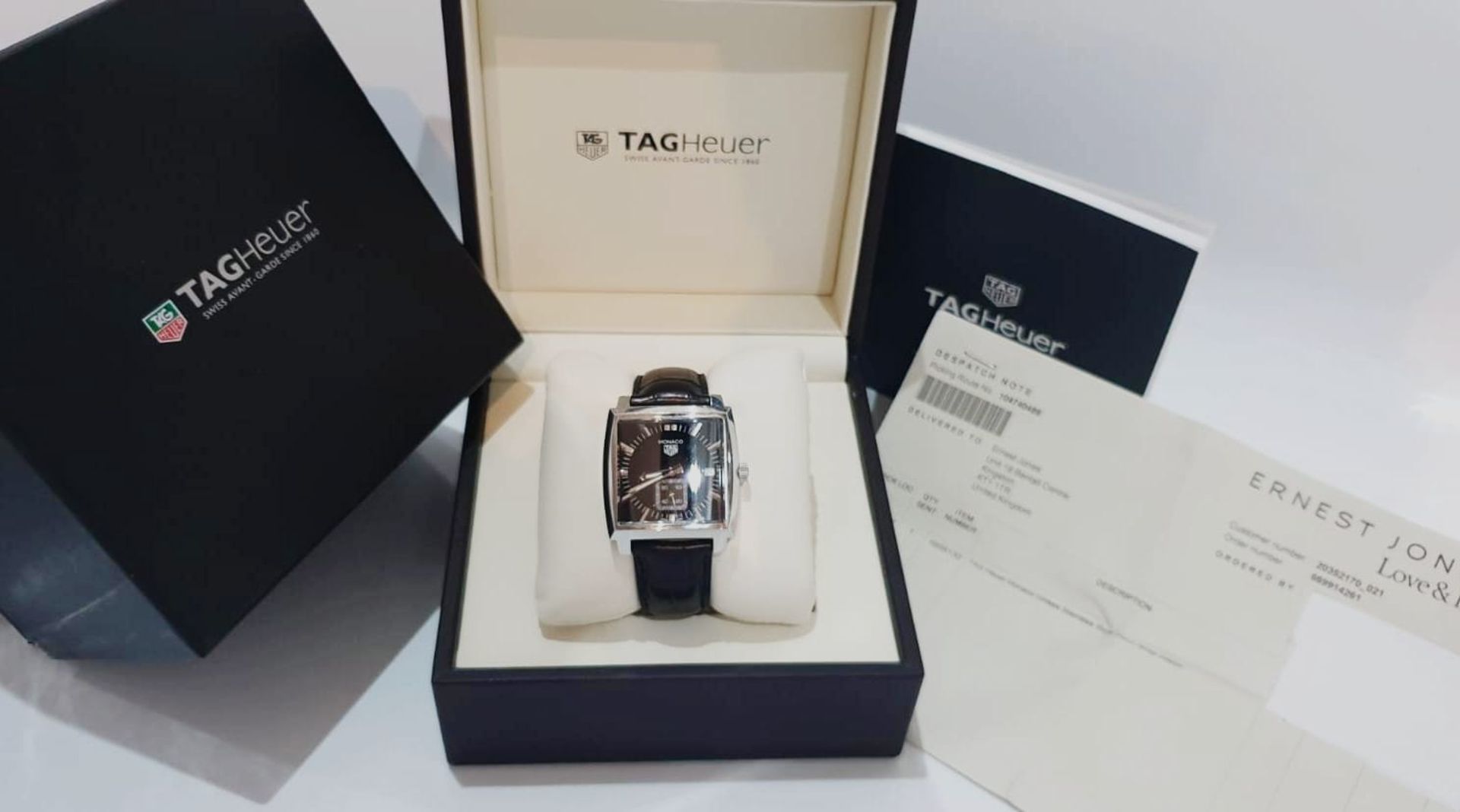 TAG HEUER MONACO MENS BLACK WATCH WITH BOX & RECEIPT *NO VAT* - Image 5 of 13