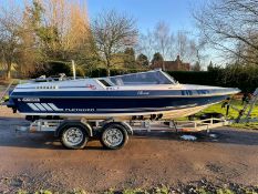 FLETCHER ARROWBEAU GTS CLASSIC SPEED BOAT, NEEDS TLC, TRAILER INCLUDED *NO VAT*