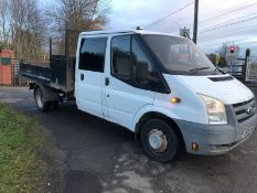 2008 FORD TRANSIT 100 T350L D/C RWD WHITE TIPPER, 128,560 MILES, 2.4 DIESEL *NO VAT*