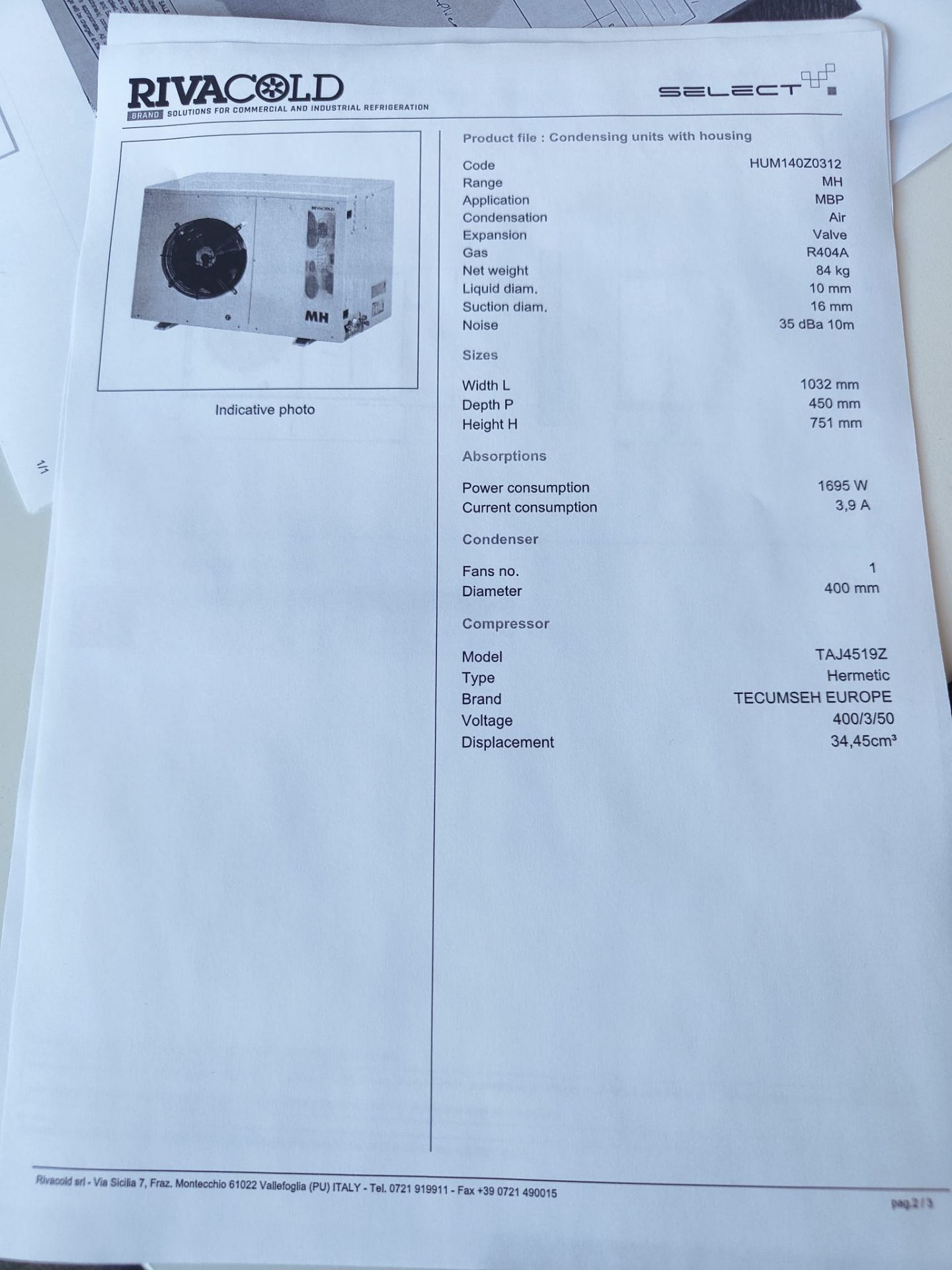 BRAND NEW RIVACOLD CONDENSER, HUM140Z0312 *PLUS VAT* - Image 9 of 10