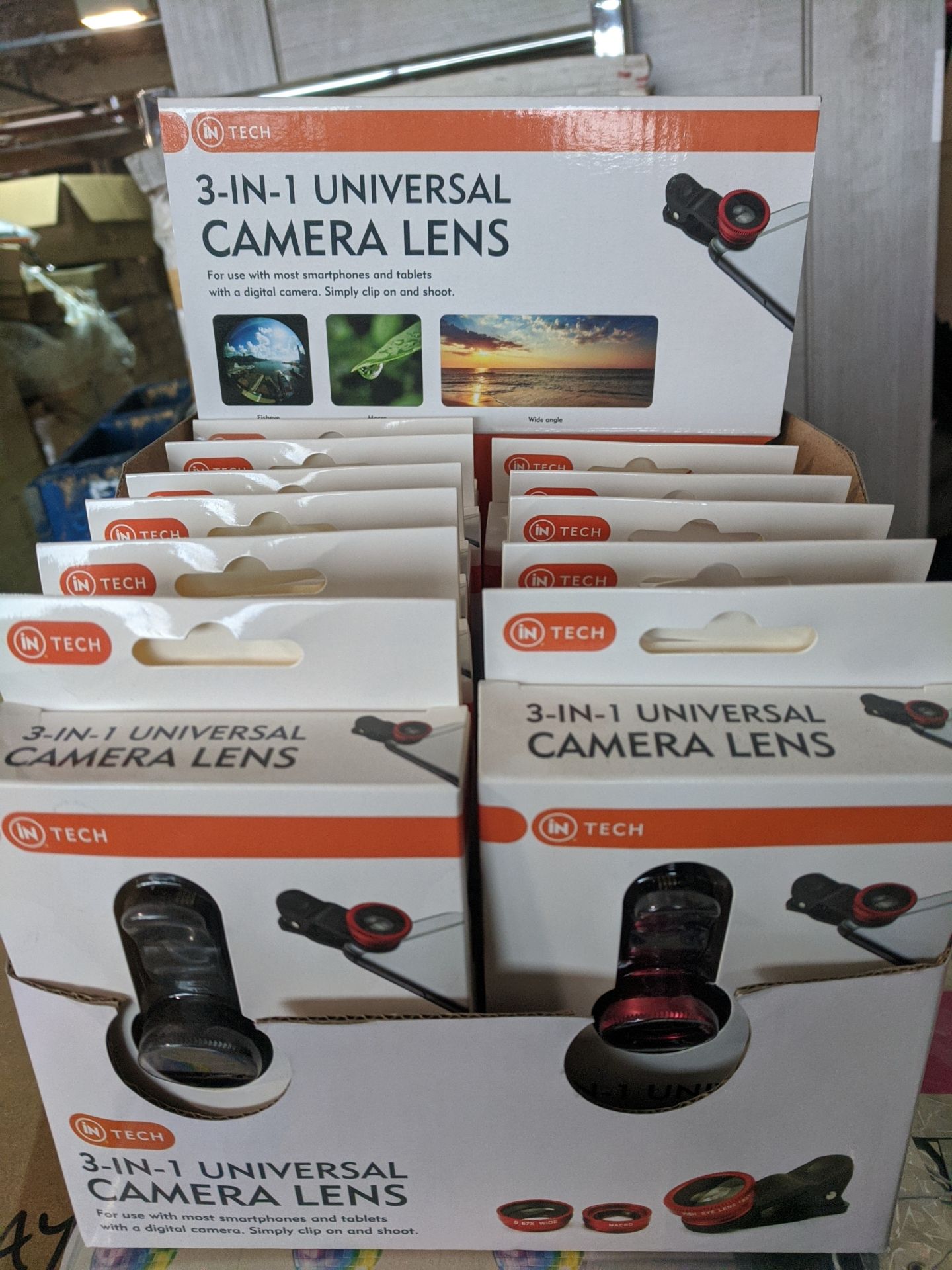 90 BRAND NEW AND SEALED 3 IN 1 UNIVERSAL CAMERA LENS, MAKES PICTURES PANORAMIC, PLUS OTHER FEATURES