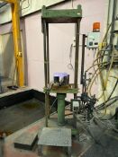 HOT MOULD PRESS, MANUAL HYDRAULIC PRESS WITH UPSTROKING RAM, THE PRESS HAS A VERY LARGE PLATEN