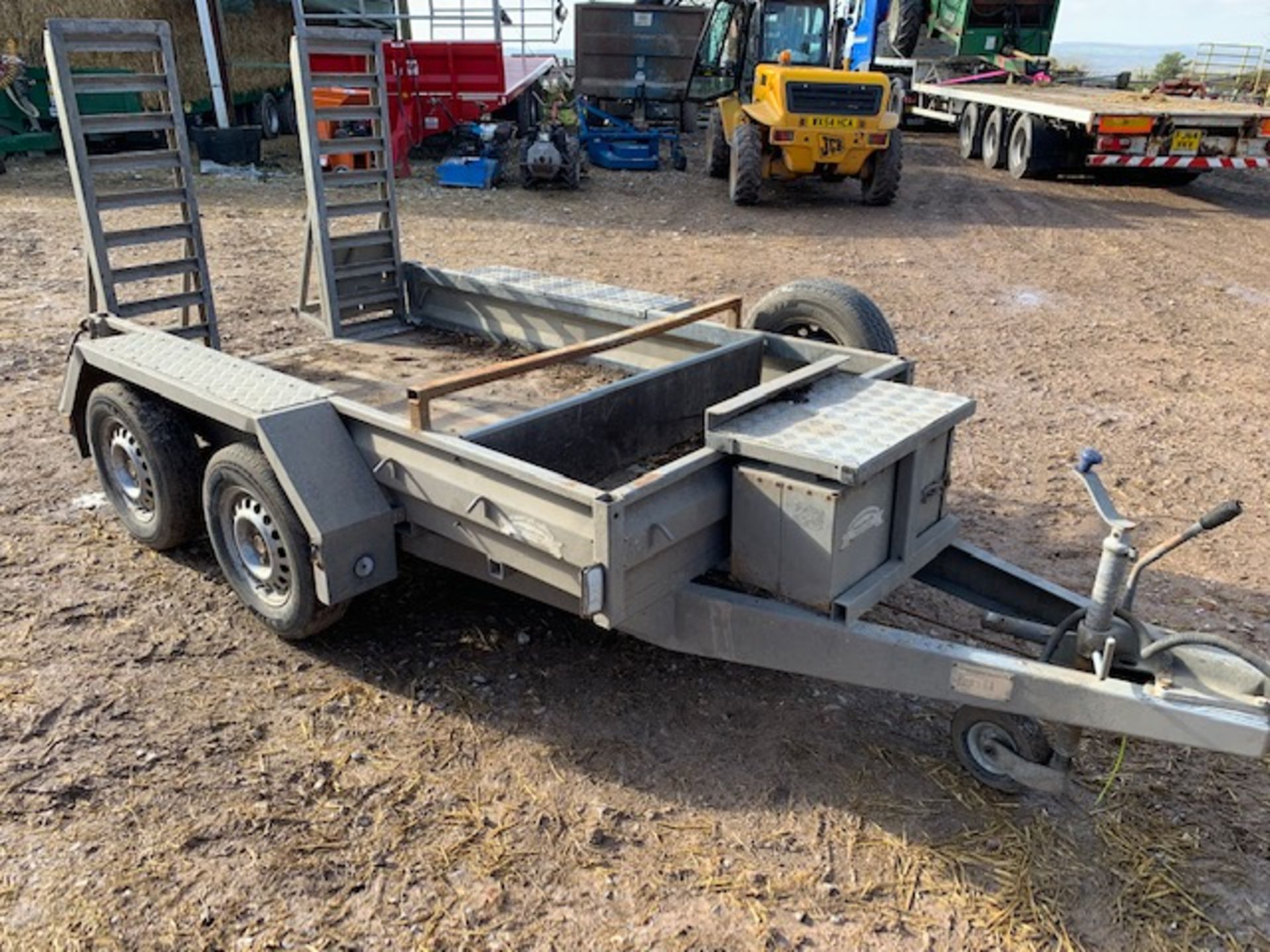 GRAHAM EDWARDS 8ft PLANT TRAILER, TOOL BOX, GOOD FLOOR, TIDY ORDER *PLUS VAT*