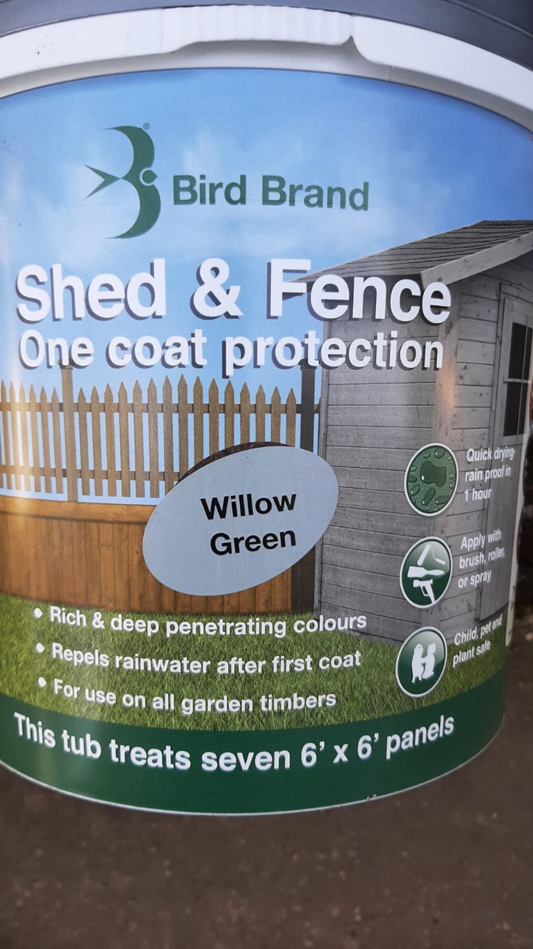10 x 5 LITRE TUBS OF WILLOW GREEN SHED AND FENCE PAINT *NO VAT*