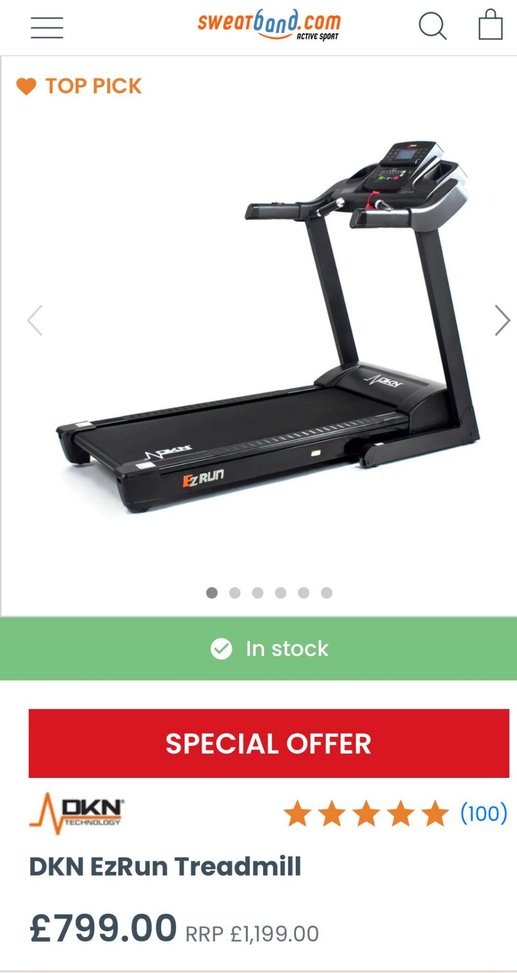 DKN Ez run foldable treadmill, NO RESERVE *PLUS VAT* - Image 6 of 6