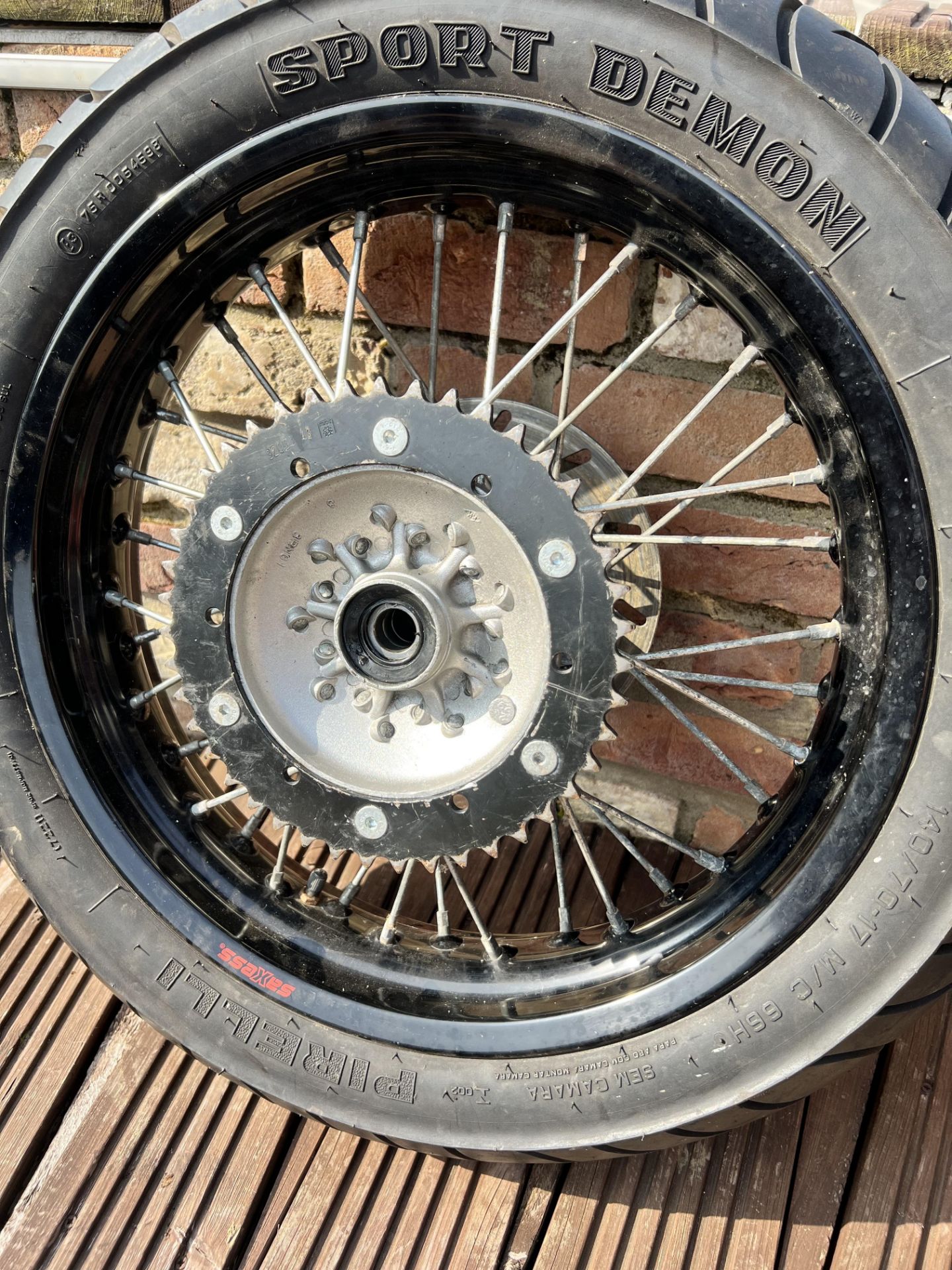 Super moto wheels, Yamaha wr125x wheels with new Pirelli tires ready to run *NO VAT* - Image 3 of 3