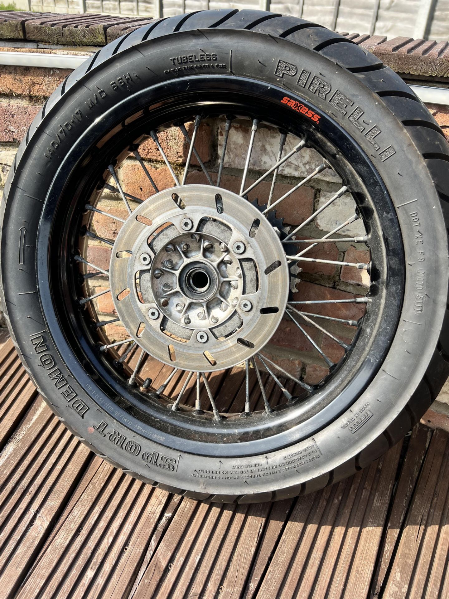 Super moto wheels, Yamaha wr125x wheels with new Pirelli tires ready to run *NO VAT* - Image 2 of 3