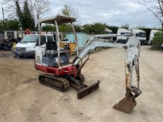 2004 Takeuchi TB014 1.5 ton mini digger, 2 speed tracking, starts first turn, all operations work