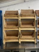 NATURAL WOOD WHICKER DISPLAY STAND x2 *NO VAT*