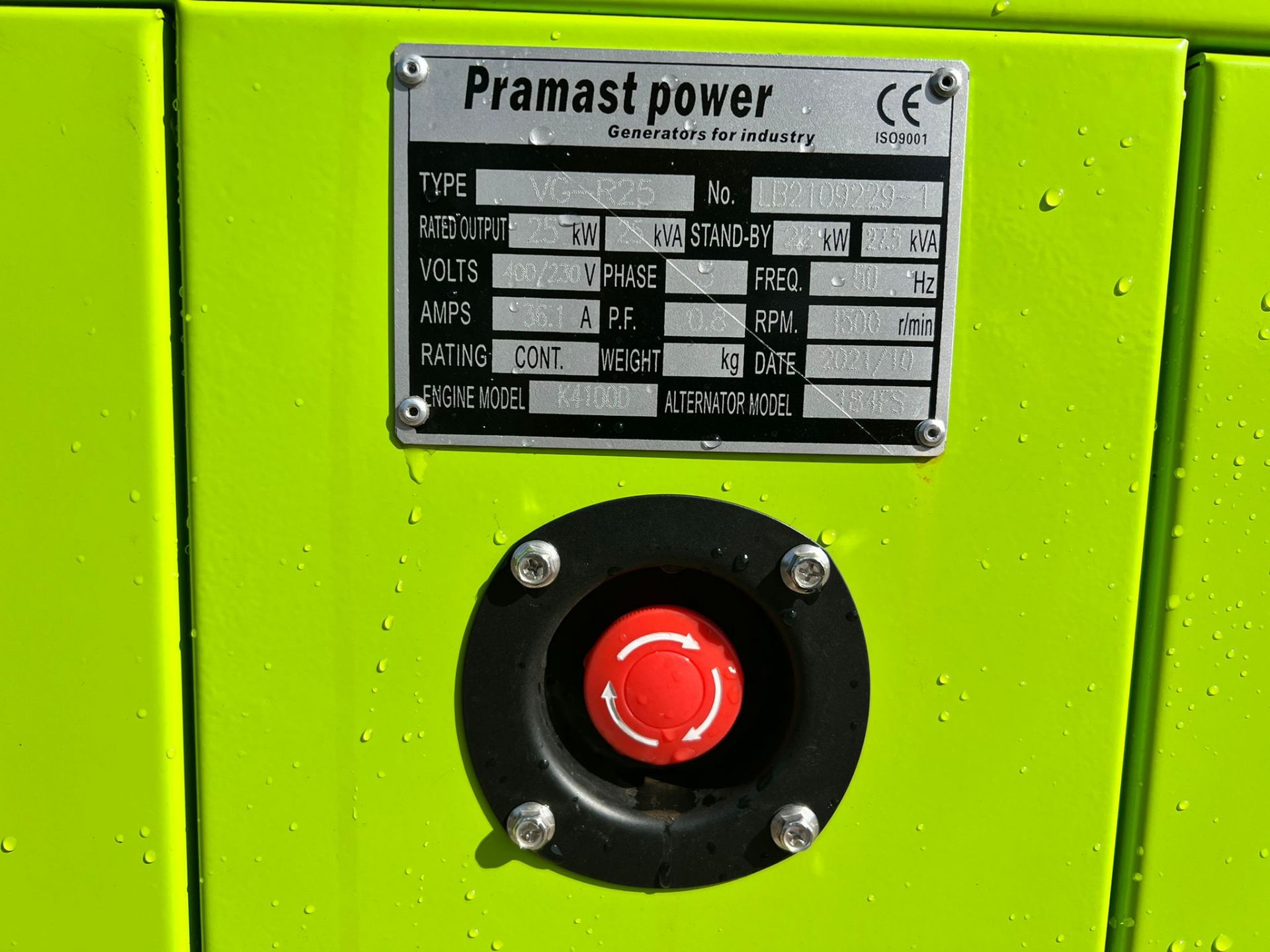New And Unused Pramast 25KvA Diesel Generator, 4 Cylinder Diesel Engine *PLUS VAT* - Image 7 of 11