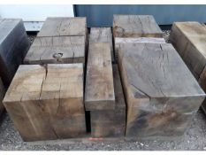 9X JOB LOT HARDWOOD TIMBER SAWN DRY ENGLISH OAK BLOCK / BEAM OFFCUTS *NO VAT*