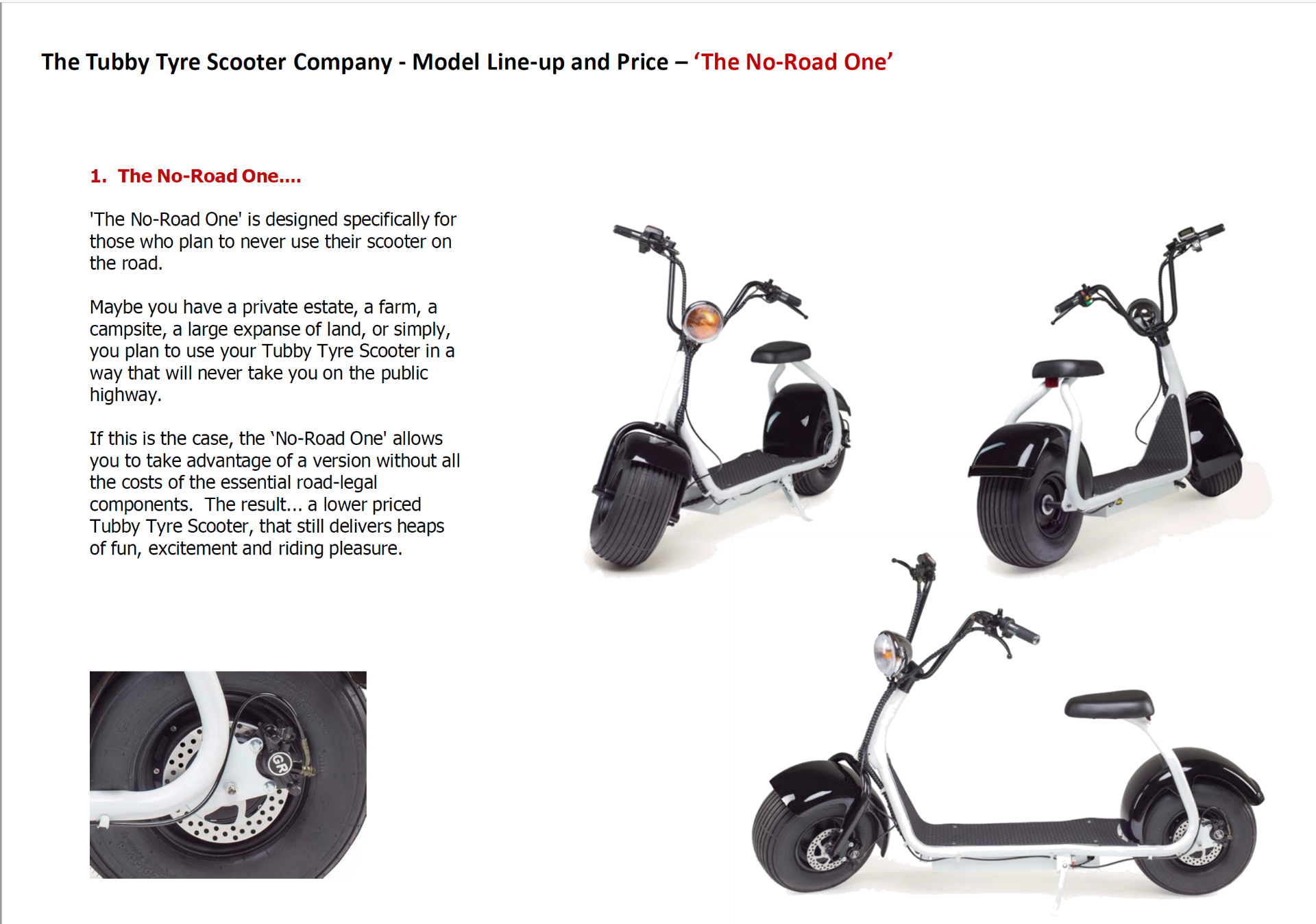 BRAND NEW The No Road One by TUBBY TYRE SCOOTER, BROWN/CREAM *NO VAT* - Image 8 of 8
