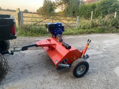 New And Unused 1.2 Metre Single Axle Tow Behind Flail Mower, Suitable For ATV / Utilty Vehicle