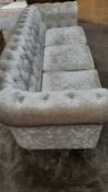 3 setter Chesterfield sofa crush velvet silver *NO VAT*