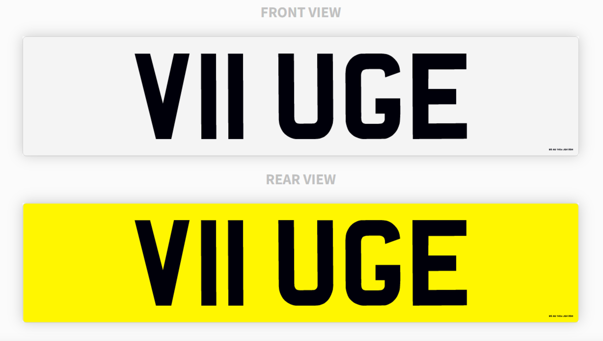 "V11 UGE" (V HUGE) PRIVATE NUMBER PLATE, CURRENTLY ON RETENTION *NO VAT*