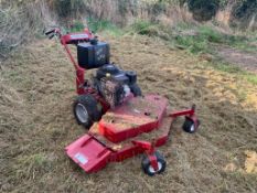 RED HYDROSTATIC 48" WALK BEHIND SELF PROPELLED PETROL MOWER, RUNS DRIVES AND CUTS WELL *PLUS VAT*
