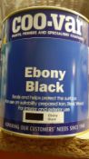 5x EBONY BLACK PAINT 2.5 I TINS, IRON, STEEL, WOOD FOR INTERIOR AND EXTERIOR USE *NO VAT*