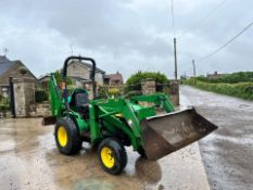 John Deere 4100 4WD Compact Tractor With Front Loader And Backhoe Runs Drives And Digs *PLUS VAT*