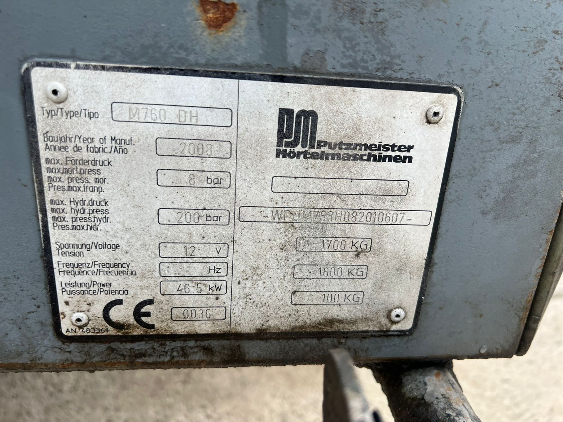 PUTZMEISTER M760DH CONCRETE PUMP *PLUS VAT* - Image 5 of 6